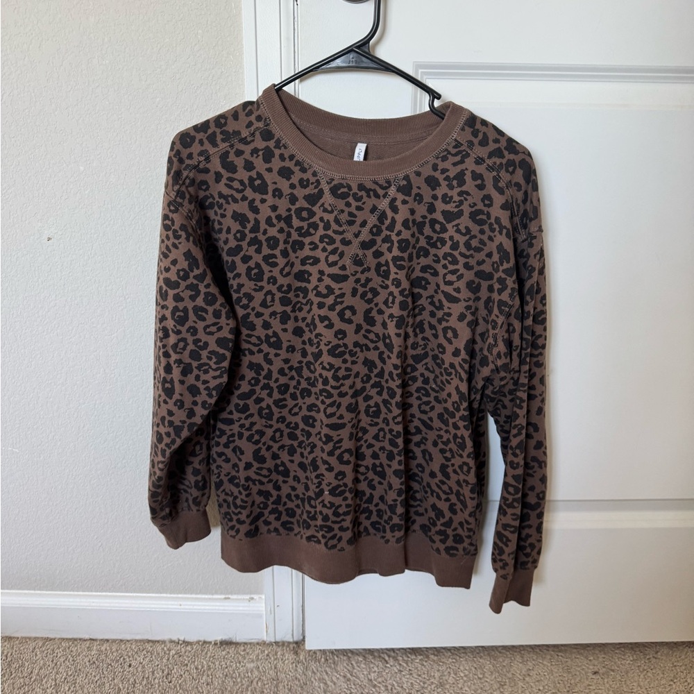 Z Supply Brown Leopard Print Sweater